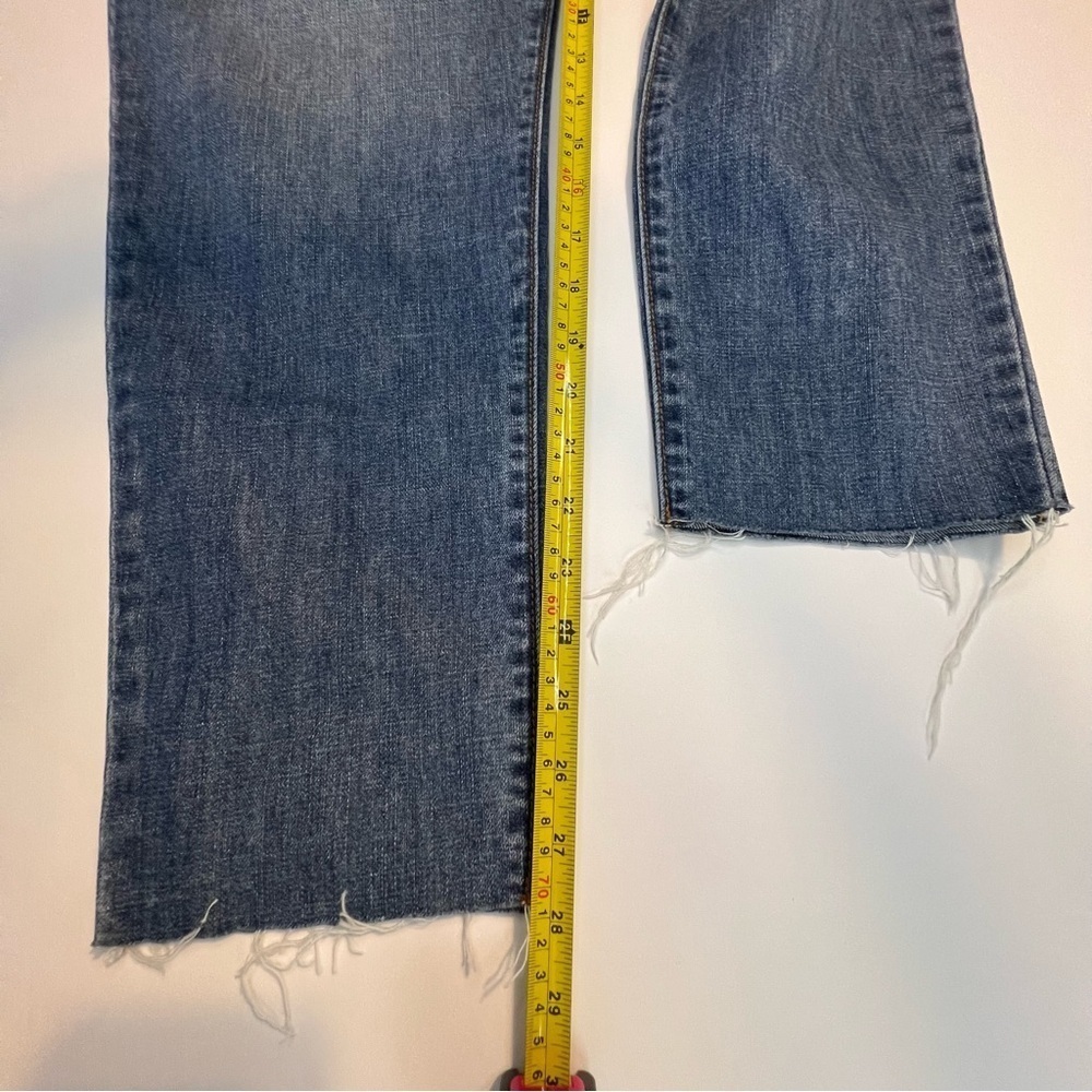 Sneak Peek Jeans Women Sz Small Blue Denim High Rise Tapered Leg Raw Hem, Pleats - Picture 8 of 11